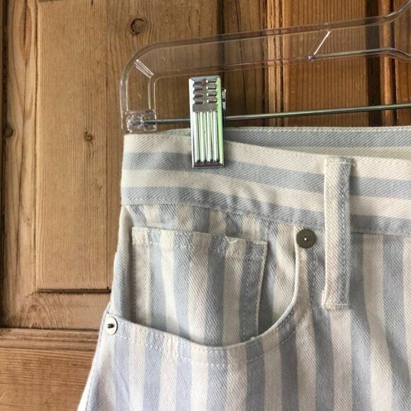 Madewell Size 26 Blue White Striped Denim Skirt Button Fly NWT Coastal New - Picture 4 of 9